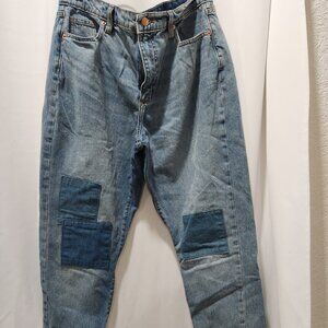 Boyfriend patchwork oversized denim blue jeans
